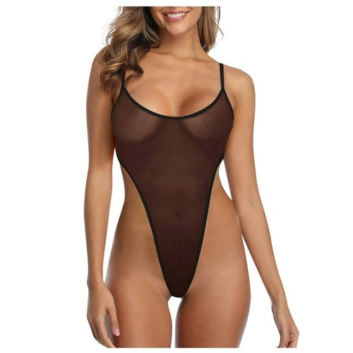 Deep V Sexy Bikini 2022 Woman One Piece Sheer Swimsuit Women Maillot
