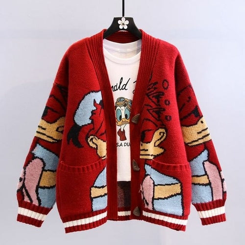 Disney Japanese cartoon sweater coat women autumn winter 2022 new lazy