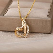 Load image into Gallery viewer, Double Love Heart Pendant Necklace For Women Stainless Steel Gold
