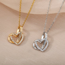 Load image into Gallery viewer, Double Love Heart Pendant Necklace For Women Stainless Steel Gold
