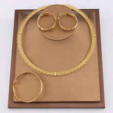 Load image into Gallery viewer, Dubai Africa Big Gold Color Choker Necklace Bracelet Set For Women Hip
