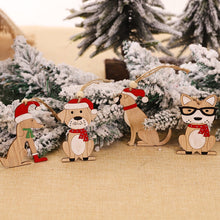 Load image into Gallery viewer, 4pcs Creative Red Hat Dog Wooden Craft Christmas Tree Decor Pendant
