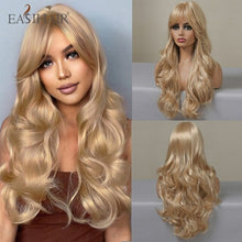 Load image into Gallery viewer, Easihair Dark Brown Black Long Wavy Synthetic Wigs With Bang Natural
