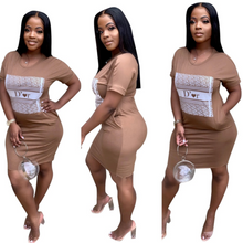 Load image into Gallery viewer, FAGADOER Color Women&#39;s Dress S 2XL Fashion Letter Print Casual Dress
