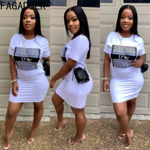 Load image into Gallery viewer, FAGADOER Color Women&#39;s Dress S 2XL Fashion Letter Print Casual Dress
