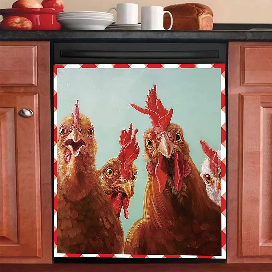Farm Chicken Dishwasher Cover Magnet Kitchen Decorative,Rooster Hen