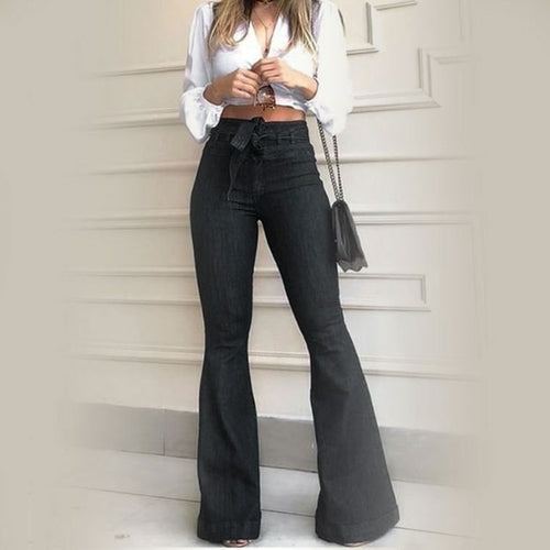 Flare Jeans Pants Vintage Denim Ladies Jeans Fashion Stretch Pocket