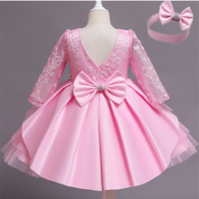 Load image into Gallery viewer, Girls New Year Dress Christmas Party Backless Bowknot Lace Princess
