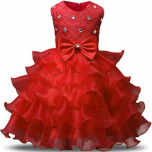 Load image into Gallery viewer, Girls New Year Dress Christmas Party Backless Bowknot Lace Princess
