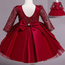 Load image into Gallery viewer, Girls New Year Dress Christmas Party Backless Bowknot Lace Princess
