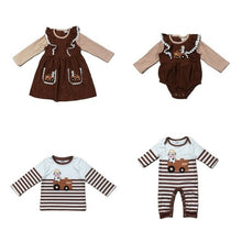 Load image into Gallery viewer, Girlymax 2 Colors Sibling Baby Girls Boys Cow Chick Stripe T shirt
