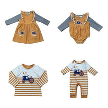 Load image into Gallery viewer, Girlymax 2 Colors Sibling Baby Girls Boys Cow Chick Stripe T shirt
