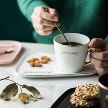 Load image into Gallery viewer, Rim Gold Ceramic Coffee Mug Tea Cup Saucer Set Porcelain
