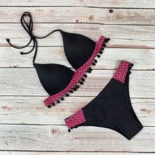 Load image into Gallery viewer, Push Up Bikini 2021 New Swimwear Women Tassel Black Ball Leopard Plus Size Swimsuit Bathing Suit Summer Biquini Summer Party XL
