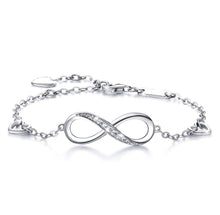 Load image into Gallery viewer, White  Elements Infinite Pendant Chain Bracelet in 14K White Gold
