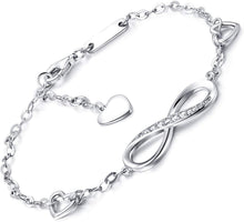 Load image into Gallery viewer, White  Elements Infinite Pendant Chain Bracelet in 14K White Gold
