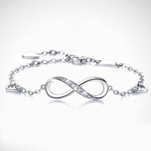 Load image into Gallery viewer, White  Elements Infinite Pendant Chain Bracelet in 14K White Gold

