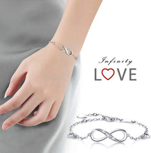 Load image into Gallery viewer, White  Elements Infinite Pendant Chain Bracelet in 14K White Gold
