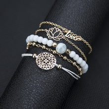 Load image into Gallery viewer, Arcoris White Marble Filigree Pendant &amp; Love 5 Piece Bracelet Set
