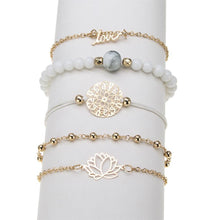 Load image into Gallery viewer, Arcoris White Marble Filigree Pendant &amp; Love 5 Piece Bracelet Set
