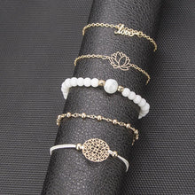 Load image into Gallery viewer, Arcoris White Marble Filigree Pendant &amp; Love 5 Piece Bracelet Set
