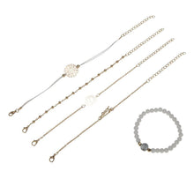 Load image into Gallery viewer, Arcoris White Marble Filigree Pendant &amp; Love 5 Piece Bracelet Set
