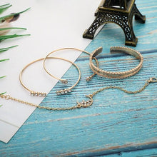 Load image into Gallery viewer, White Crystal Celestial 4 PC Bangle Set in 14K Gold
