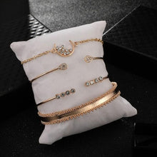 Load image into Gallery viewer, White Crystal Celestial 4 PC Bangle Set in 14K Gold
