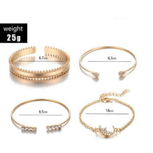 Load image into Gallery viewer, White Crystal Celestial 4 PC Bangle Set in 14K Gold
