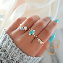 Load image into Gallery viewer, 4-Piece Opal &amp; White Crystal Ring Set

