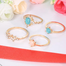 Load image into Gallery viewer, 4-Piece Opal &amp; White Crystal Ring Set
