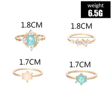 Load image into Gallery viewer, 4-Piece Opal &amp; White Crystal Ring Set
