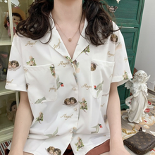 Load image into Gallery viewer, HOUZHOU Harajuku White Blouses Women Short Sleeve Sweet Vintage Shirts
