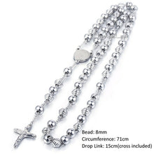 Load image into Gallery viewer, Davieslee Womens Men&#39;s Necklace Stainless Steel Chain Bead Rosary Long
