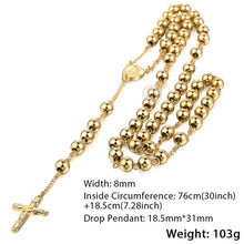 Load image into Gallery viewer, Davieslee Womens Men&#39;s Necklace Stainless Steel Chain Bead Rosary Long
