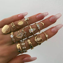 Load image into Gallery viewer, 15 Piece Assorted Ring Set With ® Crystals 18K Gold Plated Ring in 18K
