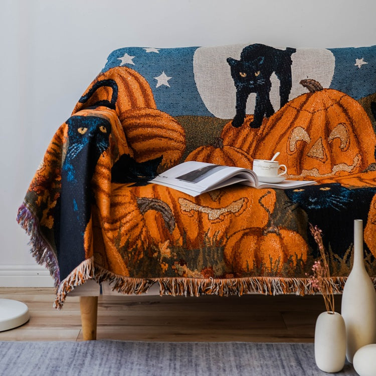 Halloween style tassel throw blanket for beds sofa towel single full