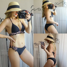 Load image into Gallery viewer, Push Up Bikini 2021 New Swimwear Women Tassel Black Ball Leopard Plus Size Swimsuit Bathing Suit Summer Biquini Summer Party XL
