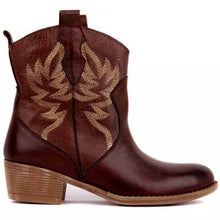 Load image into Gallery viewer, Women Ankle Boots Chunky Heels Embroidered Slip On Wedges Short Plush
