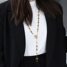 Load image into Gallery viewer, Davieslee Womens Men&#39;s Necklace Stainless Steel Chain Bead Rosary Long
