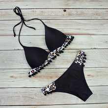 Load image into Gallery viewer, Push Up Bikini 2021 New Swimwear Women Tassel Black Ball Leopard Plus Size Swimsuit Bathing Suit Summer Biquini Summer Party XL
