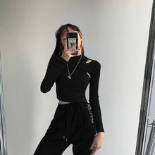 Load image into Gallery viewer, Hollow Knitted Crop Tops Women New Fitness Fake Two-piece T-shirt

