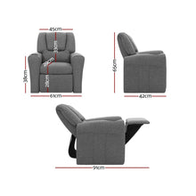 Load image into Gallery viewer, Keezi Kids Recliner Chair Grey Linen Soft Sofa Lounge Couch Children
