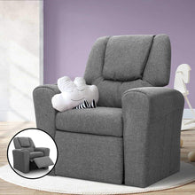 Load image into Gallery viewer, Keezi Kids Recliner Chair Grey Linen Soft Sofa Lounge Couch Children
