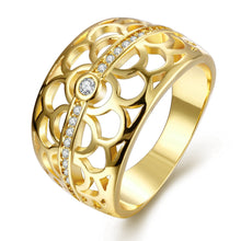 Load image into Gallery viewer, 18K Gold Plated Micheline Botanical Flower Ring made with  Crystals
