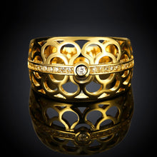 Load image into Gallery viewer, 18K Gold Plated Micheline Botanical Flower Ring made with  Crystals
