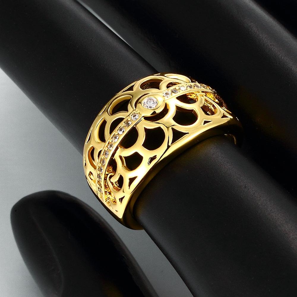 18K Gold Plated Micheline Botanical Flower Ring made with  Crystals