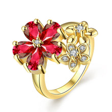 Load image into Gallery viewer, 18K Gold Plated Rae Botanical Ring made with  Crystals
