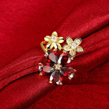 Load image into Gallery viewer, 18K Gold Plated Rae Botanical Ring made with  Crystals
