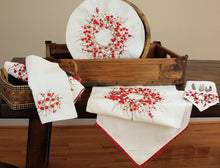 Load image into Gallery viewer, ML10103A Holiday Berry Wreath Napkin, 20''x20''
